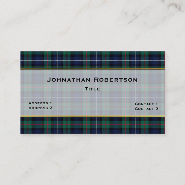 Handsome Robertson Plaid Custom Business Card (Front)