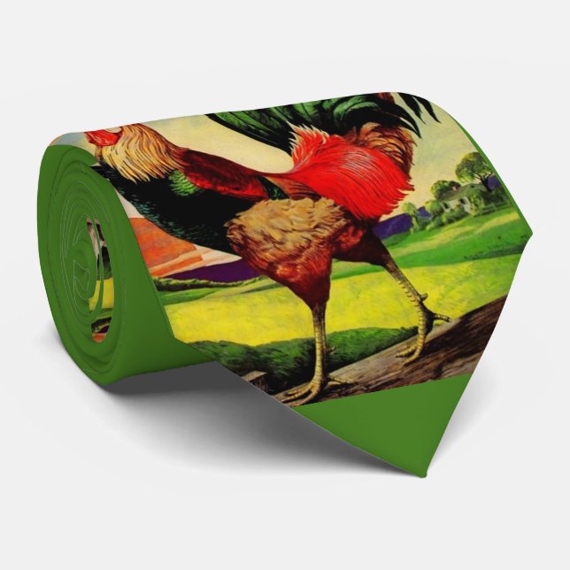 handsome rooster print tie (Rolled)