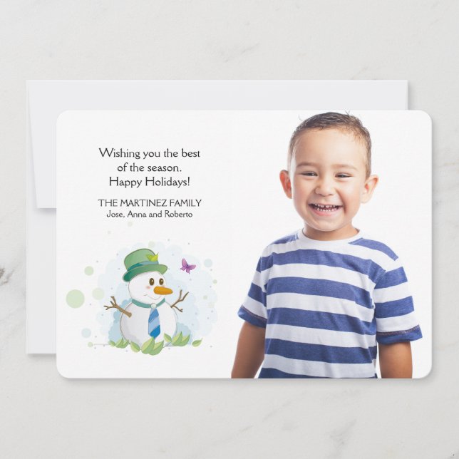Handsome Snowman Photo Invitation (Front)