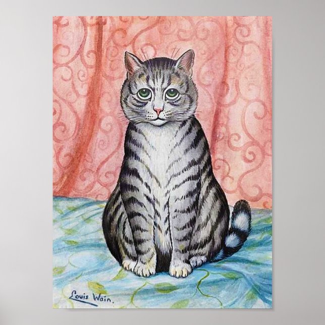 Handsome Tabby Cat, Louis Wain Poster (Front)