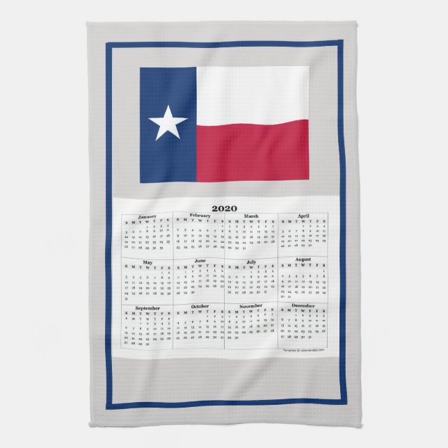 Handsome Texas State Flag Calendar Towel (Vertical)