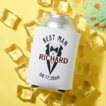 Handsome Tux Name Best Man Wedding Gift Can Cooler<br><div class="desc">This unique can cooler is designed as a gift for your best man or groomsmen. Features a fun design against a white background. There is even a unique layering of the name. Great way to thank him for being a part of your wedding party. If you have any design questions...</div>