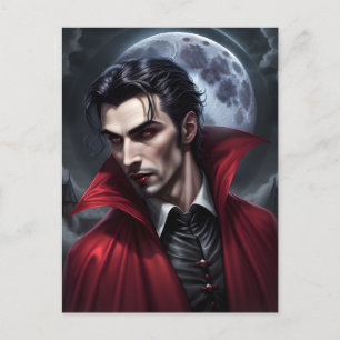Handsome Vampire Wearing Red Cape Postcard