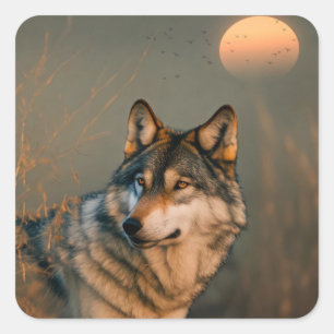 Handsome Wolf  Square Sticker