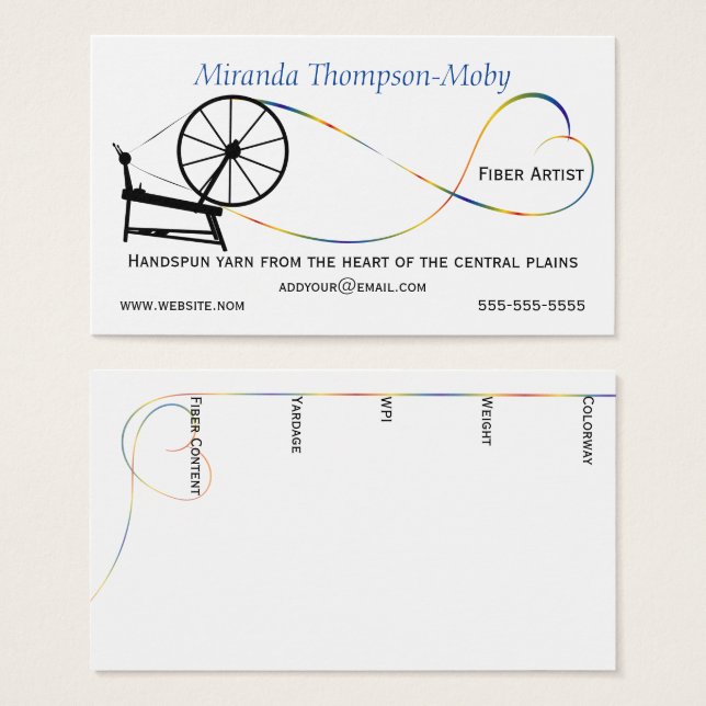 Handspun Yarn Love Spinning Wheel (Front & Back)