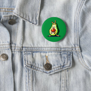 Handstand Avocado: 8-Bit Fitness Fun 6 Cm Round Badge