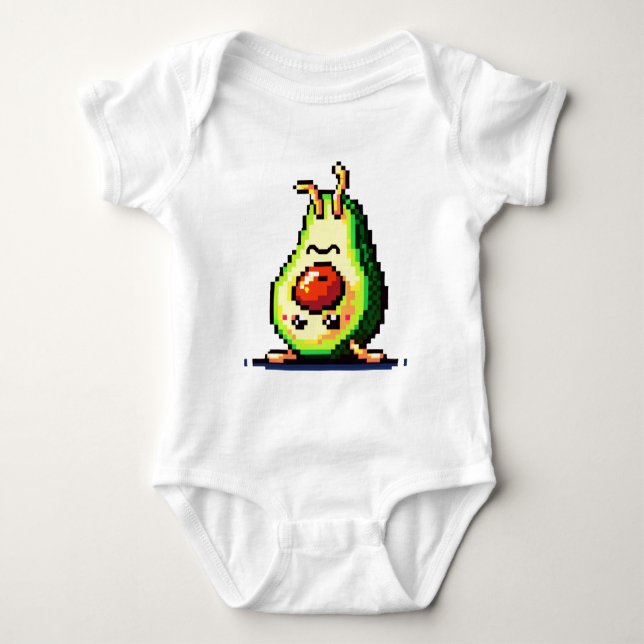 Handstand Avocado: 8-Bit Fitness Fun Baby Bodysuit (Front)