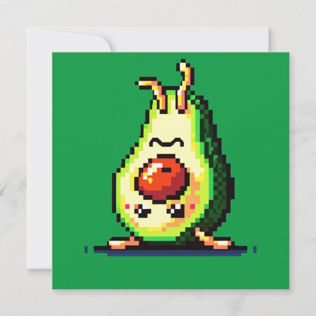Handstand Avocado: 8-Bit Fitness Fun Invitation (Front)