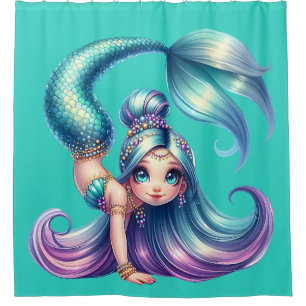 "Handstand Mermaid Magic" Shower Curtain