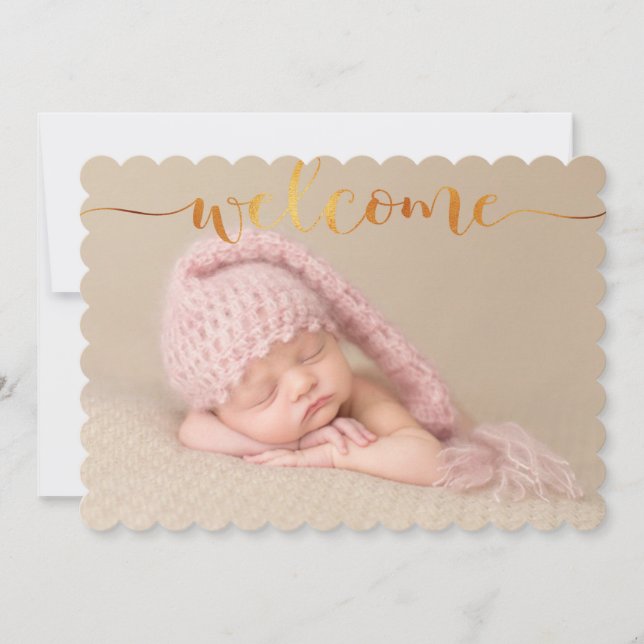 Handwriting Baby Birth Announcement Photo Card (Front)