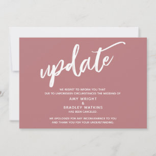 Handwriting Cancelled Wedding Update Dusty Rose Invitation