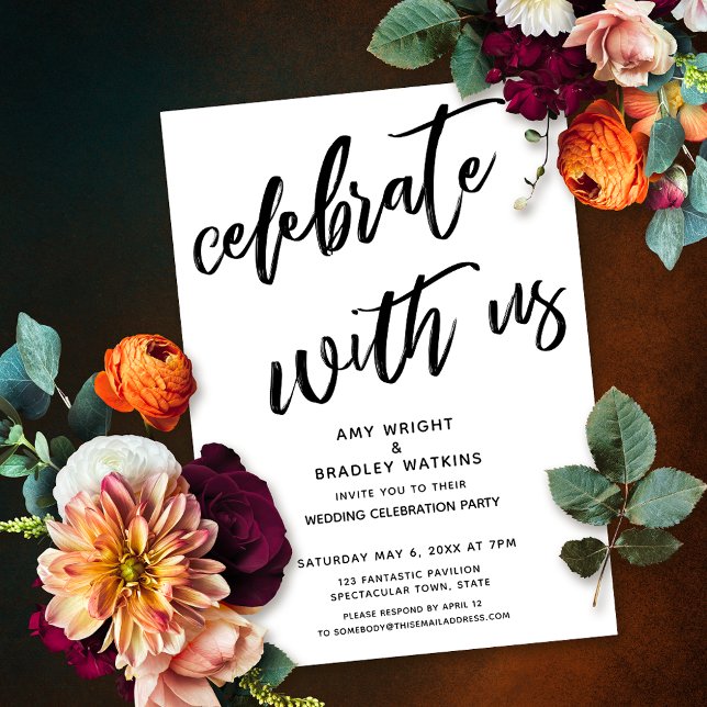 Handwriting Celebrate with Us Wedding Reception Invitation (Creator Uploaded)