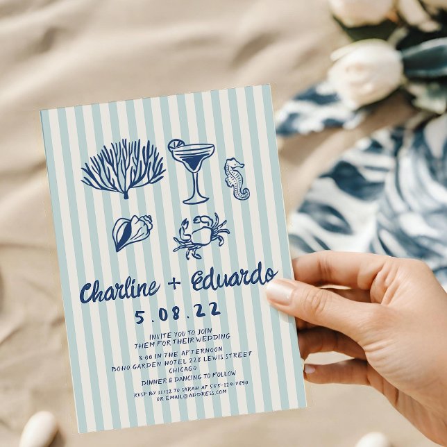 Handwriting Coast  Retro Wedding invitation (Creator Uploaded)