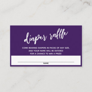 Handwriting Deep Purple Diaper Raffle Ticket Enclosure Card