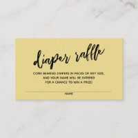 Handwriting Diaper Raffle Ticket Custard Yellow