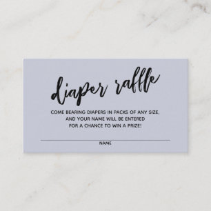 Handwriting Diaper Raffle Ticket Dusty Blue Enclosure Card