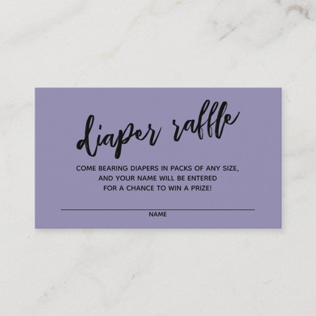 Handwriting Diaper Raffle Ticket Dusty Purple Enclosure Card (Front)