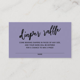 Handwriting Diaper Raffle Ticket Dusty Purple Enclosure Card