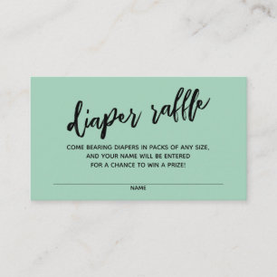 Handwriting Diaper Raffle Ticket Light Green Enclosure Card