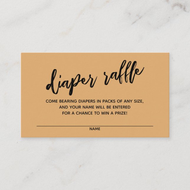 Handwriting Diaper Raffle Ticket Light Orange Enclosure Card (Front)