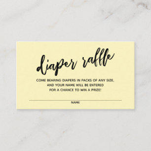 Handwriting Diaper Raffle Ticket Pale Yellow Enclosure Card