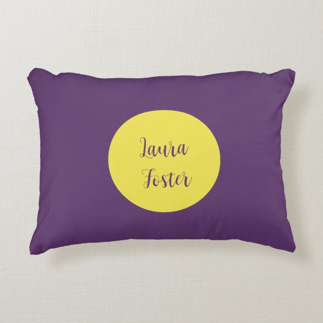 Handwriting Elegant Name Indigo & Yellow Colour Decorative Cushion (Front)