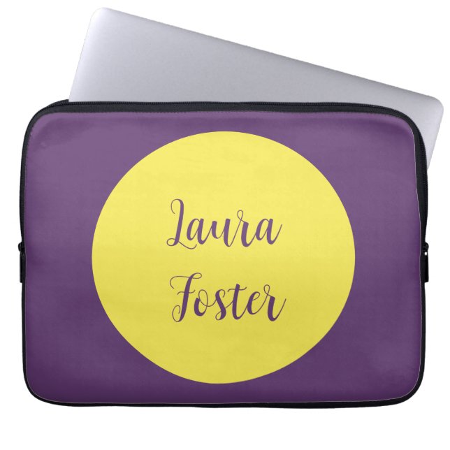 Handwriting Elegant Name Indigo & Yellow Colour Laptop Sleeve (Front)