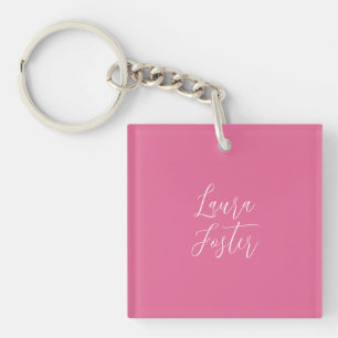 Handwriting Elegant Name Pink Colour Key Ring