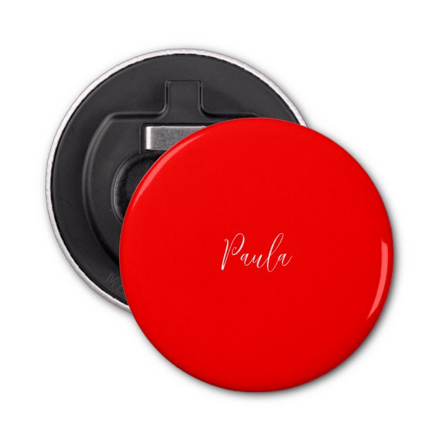 Handwriting Elegant Name Red Colour Plain Bottle Opener (Front)