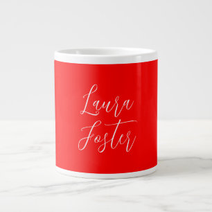 Handwriting Elegant Name Red Colour Plain Large Coffee Mug