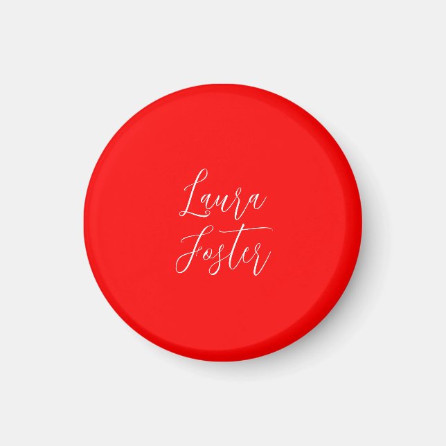 Handwriting Elegant Name Red Colour Plain Magnet (Front)