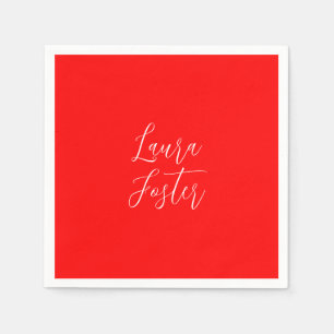 Handwriting Elegant Name Red Colour Plain Napkin