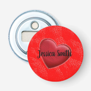 Handwriting Elegant Name Red Heart Love Romance Bottle Opener