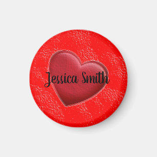 Handwriting Elegant Name Red Heart Love Romance Magnet