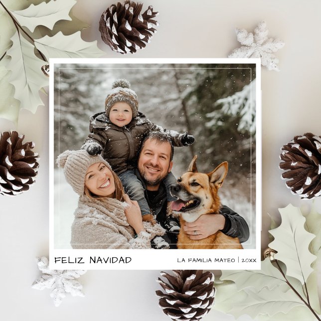Handwriting Feliz Navidad Spanish Christmas Photo  Holiday Card (Creator Uploaded)