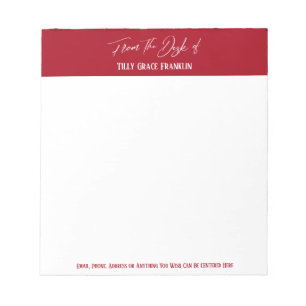 Handwriting From the Desk of Dark Red Notepad