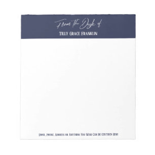 Handwriting From the Desk of Navy Blue Block Notepad