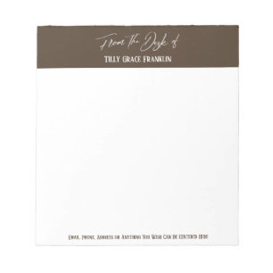 Handwriting From the Desk of Rich Chocolate Brown Notepad
