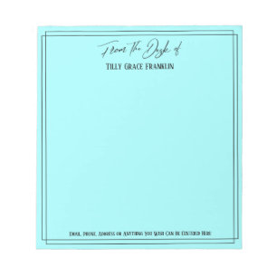 Handwriting From the Desk of Simple Light Aqua Notepad