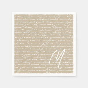 Handwriting INITIAL Writer Author Books Romantic Napkin