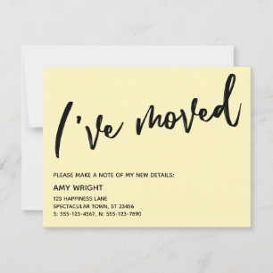 Handwriting I've Moved Yellow Announcement Card