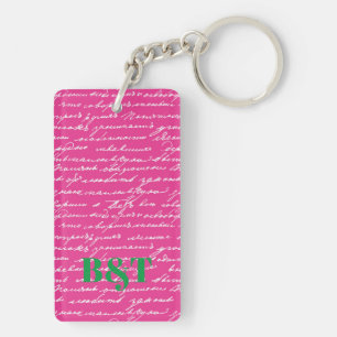 Handwriting Love Story INITIALS Couple Preppy Fun Key Ring