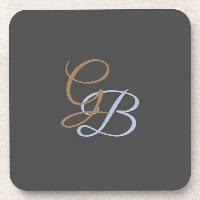 Handwriting modern plain monogram minimalist  coaster (Front)
