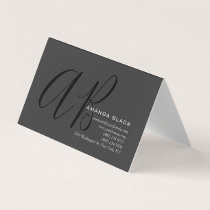 Handwriting Monogram Custom Grey Black Custom Business Card