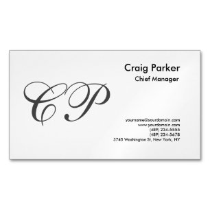 Handwriting Monogram Professional Plain Simple Magnetic Business Card