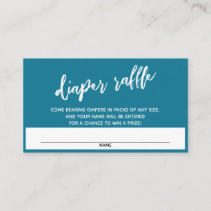 Handwriting Mosaic Blue Diaper Raffle Ticket Enclosure Card