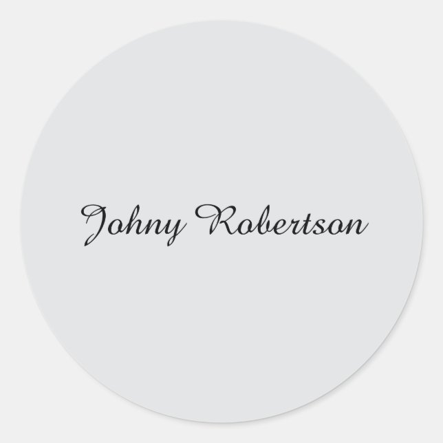 Handwriting Name Plain Elegant Professional Modern Classic Round Sticker (Front)