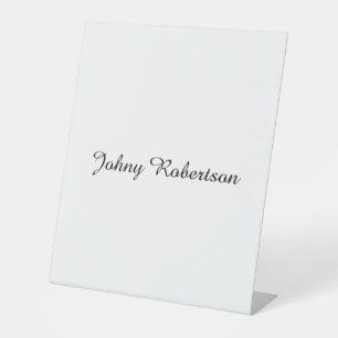 Handwriting Name Plain Elegant Professional Modern Pedestal Sign