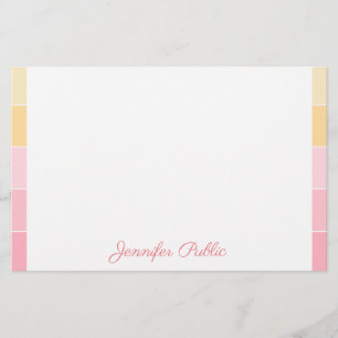Handwriting Name Text Pink Yellow Colour Harmony Stationery