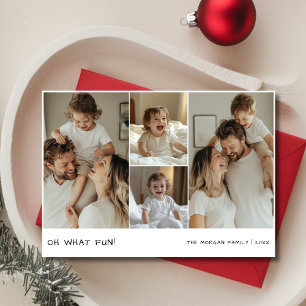 Handwriting Oh What Christmas Baby Family Photo Holiday Card